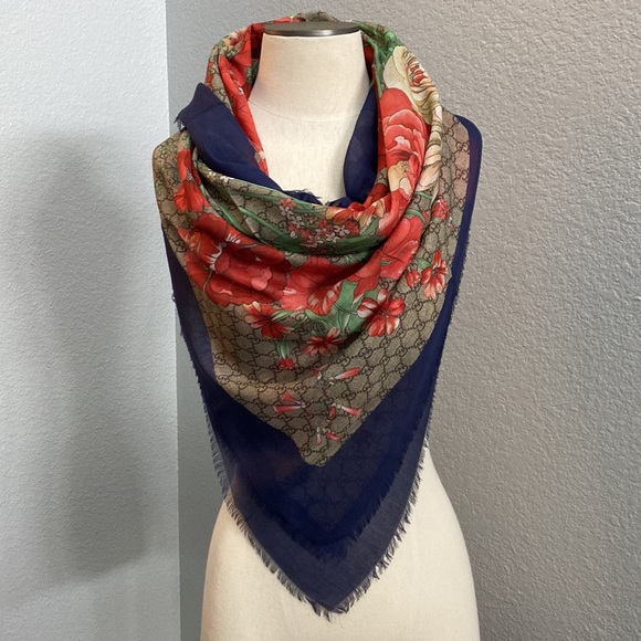 Gucci Accessories - Gucci XL Supreme Monogram Flower Shawl Wrap Scarf
